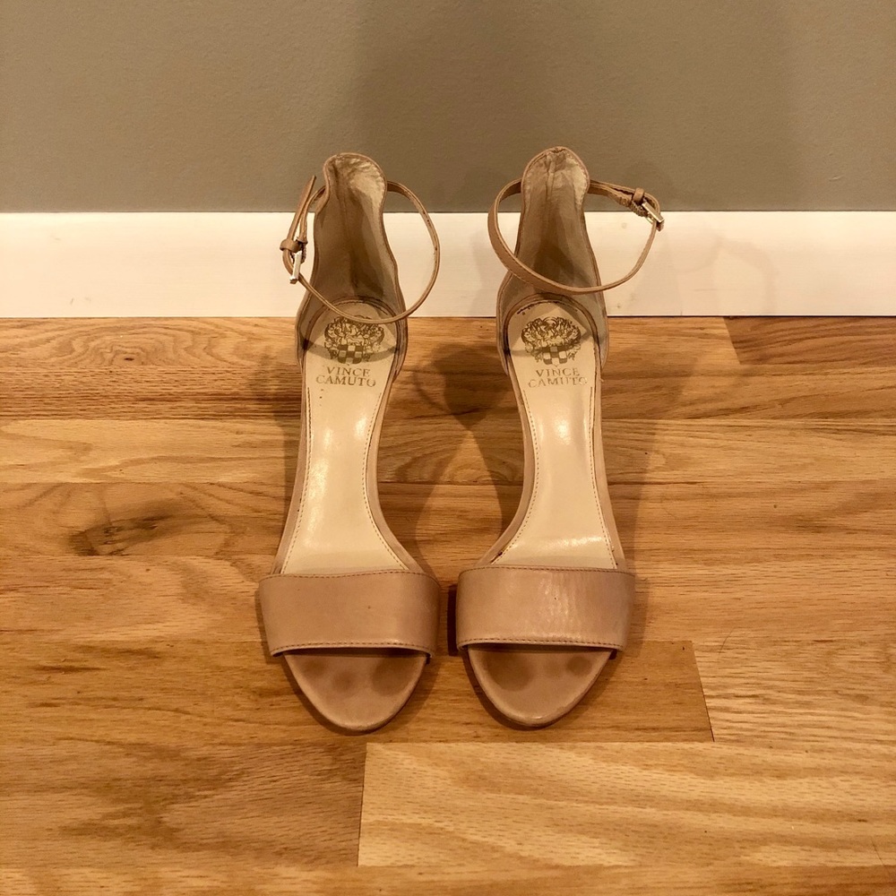 Vince Camuto Nude Leather Ankle Strap Sandals